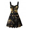 Robe de vacances, chapeau de sapin de Noël, cloche, imprimé lettres, mini-robe froncée - Noir XL | US 12