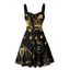Robe de vacances, chapeau de sapin de Noël, cloche, imprimé lettres, mini-robe froncée - Noir XL | US 12