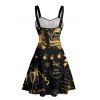 Robe de vacances, chapeau de sapin de Noël, cloche, imprimé lettres, mini-robe froncée - Noir XL | US 12