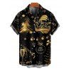 Chemise de vacances pour homme, imprimé sapin de Noël, chapeau, cloche, lettre, chemise boutonnée - Noir L