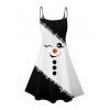 Christmas Couple Outfit Colorblock Snowman Snowflake Print Dress and Shirt Set - Noir S | US 4