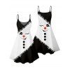 Christmas Couple Outfit Colorblock Snowman Snowflake Print Dress and Shirt Set - Noir S | US 4