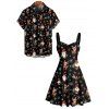 Christmas Couple Outfit Santa Claus Elk Snowflake Print Dress and Shirt Set - Noir S | US 4