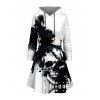 Robe à capuche gothique à lacets avec imprimé tête de mort et éclaboussures d'encre - Blanc S | US 4