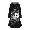 Robe à capuche gothique à lacets, motif tête de mort, motif floral et papillon - Noir S | US 4