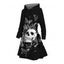 Robe à capuche gothique à lacets, motif tête de mort, motif floral et papillon - Noir S | US 4