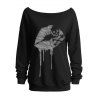 Sweat-shirt gothique à manches longues et col incliné avec imprimé tête de mort et lèvres - Noir S | US 4