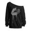 Sweat-shirt gothique à manches longues et col incliné avec imprimé tête de mort et lèvres - Noir S | US 4