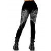 Leggings gothiques taille haute élastiques imprimés tête de mort - Noir S | US 4
