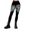 Leggings gothiques taille haute élastiques imprimés tête de mort - Noir S | US 4