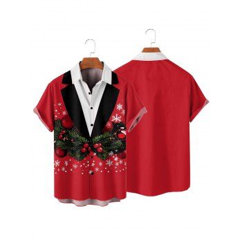 Men's Christmas Shirt Bell Snowflake 3D Print Button Up Shirt