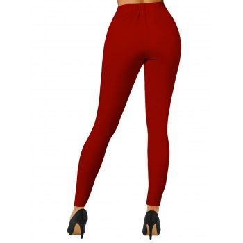 Christmas Leggings Santa Claus Elk Snowflake Print Colorblock Skinny Leggings
