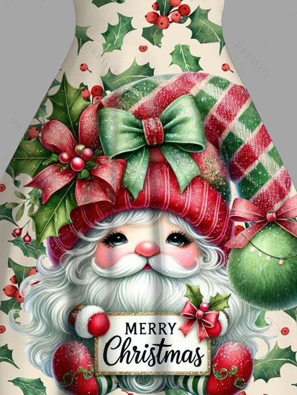 Robe de Noël mignonne Père Noël, nœud papillon, cloche, imprimé écossais, robe en fausse fourrure - Vert XXXXXL | US 20