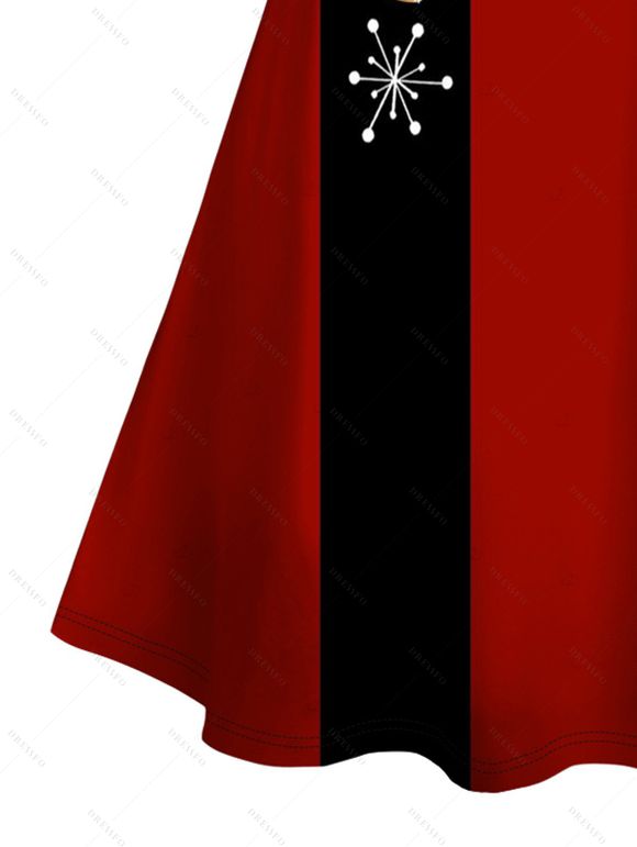 Christmas Couple Outfit Santa Claus Snowflake Elk Print Dress and Shirt Set - Rouge S | US 4