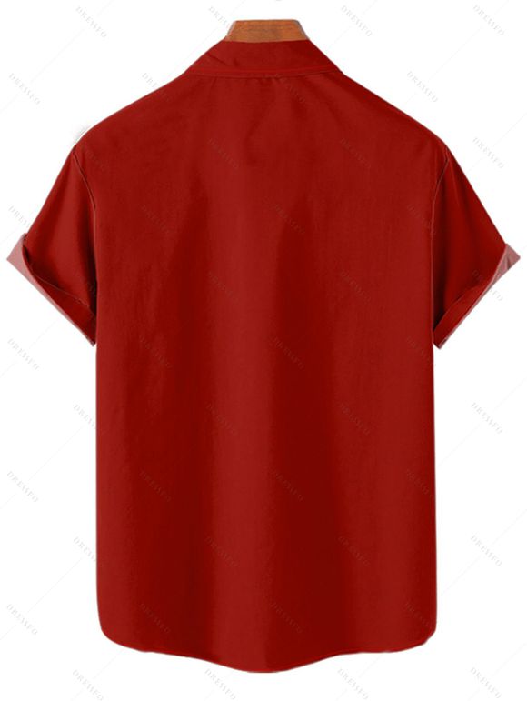 Christmas Couple Outfit Santa Claus Snowflake Elk Print Dress and Shirt Set - Rouge S | US 4