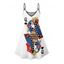 Robe Ligne A à Bretelle Fine Cœur Imprimé Taille Haute sans Manches - Bleu M | US 6