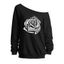 Sweat-shirt décontracté à manches longues et col incliné avec imprimé Rose Cash - Noir S | US 4
