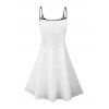 Playing Card Print V Neck High Waist Spaghetti Strap Dress and Roll Up Sleeve Shirt Hawaii Outfit - Blanc S | US 4