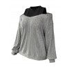 Haut tricoté à manches longues et épaules dénudées Coloblock Knitwear - Gris XL | US 12
