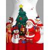 Robe de vacances Père Noël Bonhomme de neige Élan Sapin de Noël Imprimé Robe en fausse fourrure - Rouge L | US 8-10