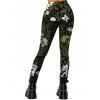 Leggings de vacances à imprimé floral et végétal, taille haute, élastiques et moulants - PLANT GREEN S | US 4