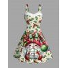 Robe de Noël mignonne Père Noël, nœud papillon, cloche, imprimé écossais, robe en fausse fourrure - Vert XXXXXL | US 20