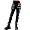 Leggings gothiques taille haute élastiques imprimés tête de mort - Noir M | US 6