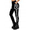 Leggings gothiques taille haute élastiques imprimés tête de mort - Noir M | US 6