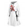 Robe à capuche de Noël, jolie robe à capuche à lacets avec imprimé Père Noël - Blanc XXL | US 14