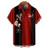 Chemise de Noël pour homme, imprimé Père Noël, élan, flocon de neige, rayures colorblock - Rouge M