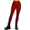 Leggings de Noël Leggings skinny à imprimé Père Noël, élan, flocon de neige et blocs de couleur - Rouge Vineux S | US 4