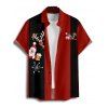 Chemise de Noël pour homme, imprimé Père Noël, élan, flocon de neige, rayures colorblock - Rouge M