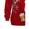 Sweat-shirt de Noël Père Noël Elk Flocon de neige Imprimé Boucle Col incliné Sweat-shirt - Rouge Vineux XXXXXL | US 20