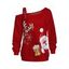 Sweat-shirt de Noël Père Noël Elk Flocon de neige Imprimé Boucle Col incliné Sweat-shirt - Rouge Vineux XXXXXL | US 20