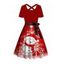 Robe de Noël à imprimé bonhomme de neige et flocon de neige, robe croisée avec ceinture - Rouge L | US 8-10