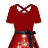 Robe de Noël à imprimé bonhomme de neige et flocon de neige, robe croisée avec ceinture - Rouge L | US 8-10