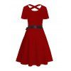 Robe de Noël à imprimé bonhomme de neige et flocon de neige, robe croisée avec ceinture - Rouge L | US 8-10