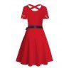 Robe de Noël avec ceinture croisée et imprimé 3D, motif cloche et flocon de neige - Rouge M | US 6