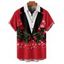 Chemise de Noël pour homme, boutonnée, imprimée en 3D, motif cloche et flocon de neige - Rouge 2XL