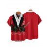 Chemise de Noël pour homme, boutonnée, imprimée en 3D, motif cloche et flocon de neige - Rouge 2XL