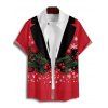 Chemise de Noël pour homme, boutonnée, imprimée en 3D, motif cloche et flocon de neige - Rouge 2XL