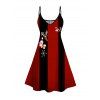 Robe de Noël Père Noël Elk Flocon de neige Imprimé Colorblock Robe à bretelles spaghetti - Rouge XL | US 12