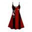 Robe de Noël Père Noël Elk Flocon de neige Imprimé Colorblock Robe à bretelles spaghetti - Rouge XL | US 12