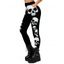 Leggings gothiques d'Halloween imprimés têtes de mort, leggings skinny taille haute élastiques - Noir XXL | US 14