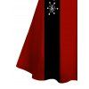 Robe de Noël Père Noël Elk Flocon de neige Imprimé Colorblock Robe à bretelles spaghetti - Rouge XL | US 12