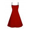 Robe de Noël Père Noël Elk Flocon de neige Imprimé Colorblock Robe à bretelles spaghetti - Rouge XL | US 12
