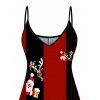 Robe de Noël Père Noël Elk Flocon de neige Imprimé Colorblock Robe à bretelles spaghetti - Rouge XL | US 12