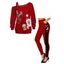 Christmas Couple Outfit Santa Claus Elk  Print Buckle Sweatshirt and Leggings Set - Rouge S | US 4
