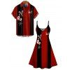 Christmas Couple Outfit Santa Claus Snowflake Elk Print Dress and Shirt Set - Rouge S | US 4