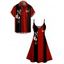 Christmas Couple Outfit Santa Claus Snowflake Elk Print Dress and Shirt Set - Rouge S | US 4